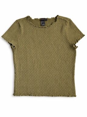 Feminine | CottageCore | FairyCore | Forever 21 Olive Ribbed Crop Top | Size L